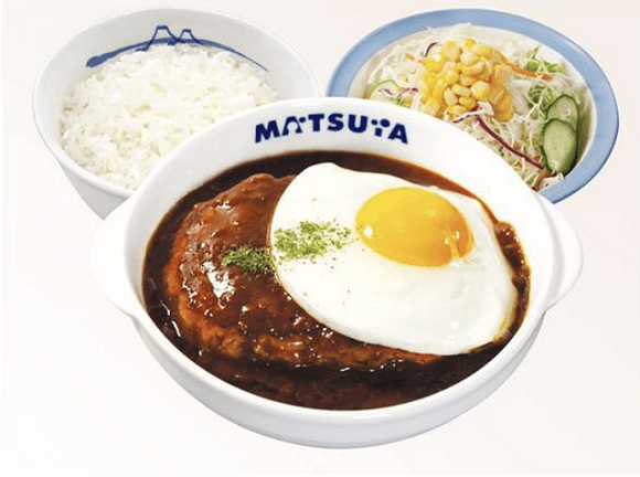 松屋のエッグデミグラスソースハンバーグ定食